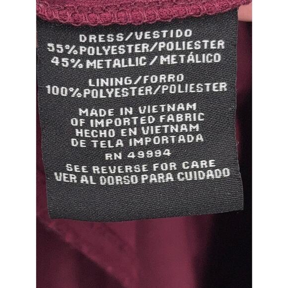 H5 R&M Richards Metallic A Line Gown Womens 16 Halter Burgundy - Picture 10 of 10